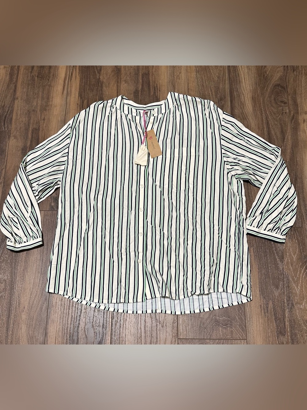 New Cremieux Women’s 3/4 Sleeve Striped Dalia Blouse S NWT Button Up